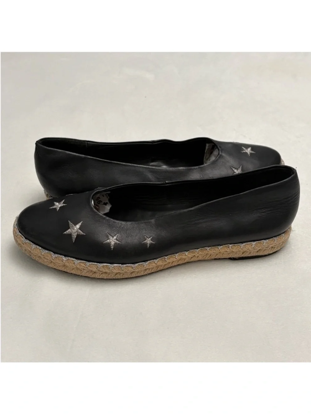 Miista Black Star-Embroidered Espadrille Flats Size 40